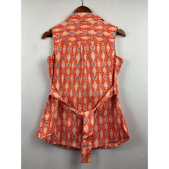 Liz Claiborne Sleeveless Button-Up Blouse Size 2 Red & White Pattern - Picture 4 of 6